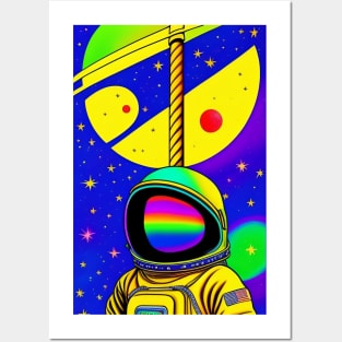 yellow space man Posters and Art